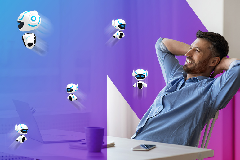 Bots flying about a user desktop