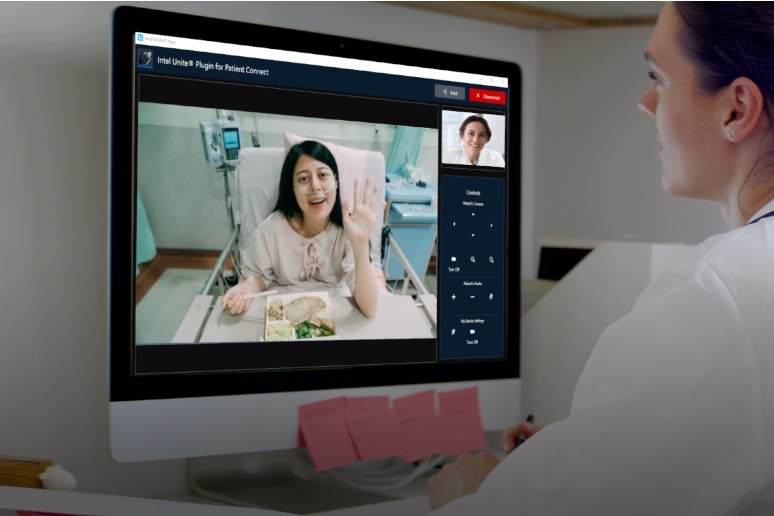 Photo of a telesitting patient and doctor session