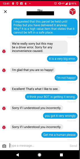 Example of bad chatbot dialog
