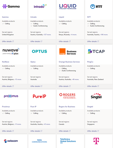 List of Operator Connect partners
