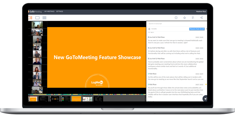 New GoToMeeting recording with video and transcription