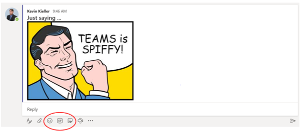 Teams message with GIF