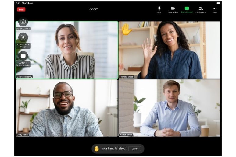 Zoom Meeting with hand raise feature