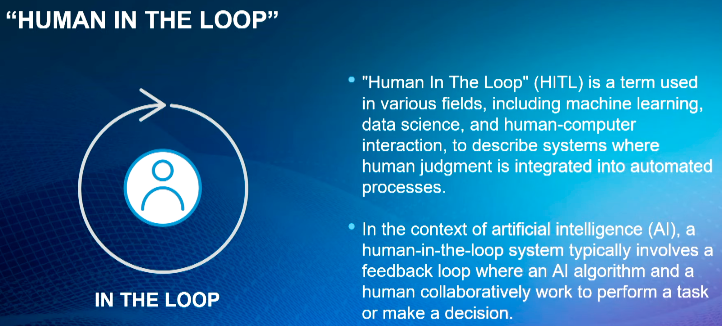 Image illustrating "humans in the loop," a feedback system where humans and AI work together 
