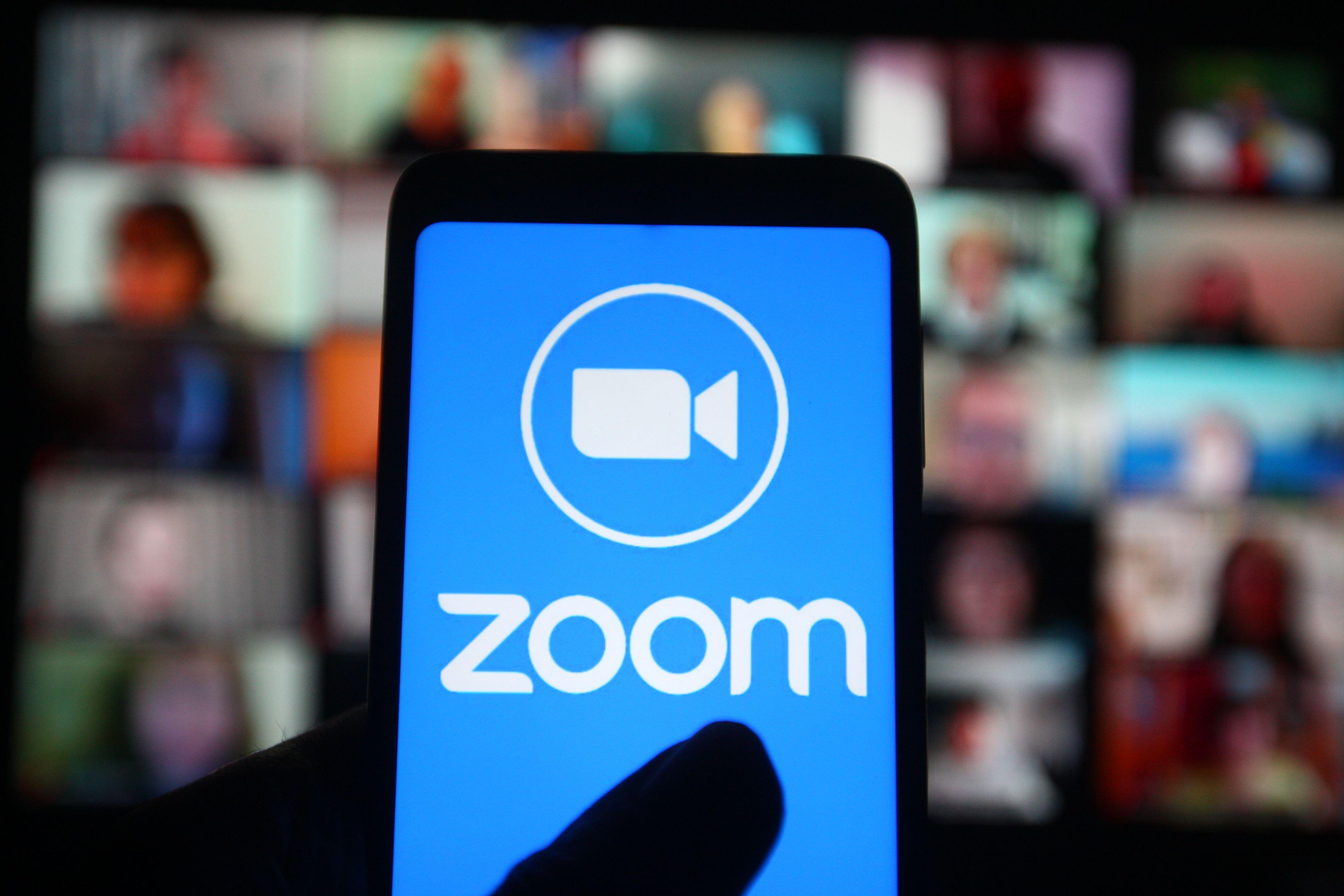 Zoom logo on phone screen
