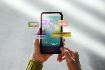 Photo showing use of conversational AI with mobile user