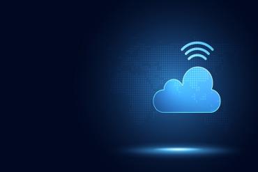 Illustration of WiFi symbol and cloud symbol, to show bringing together of wireless and UCaaS