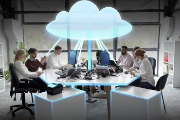 A team working with cloud technology