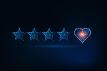 Customer star rating, plus heart
