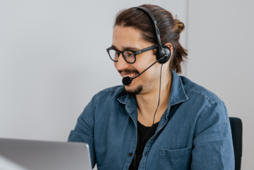 A contact center agent working