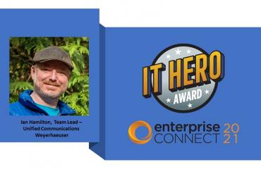 Photo of IT Hero Ian Hamilton and award logo