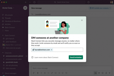 A screenshot of someone using Slack Connect direct messages