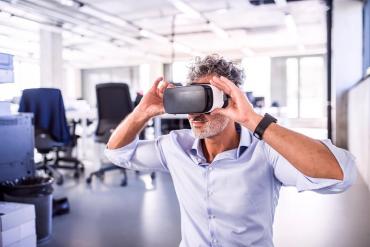 Man using VR in office