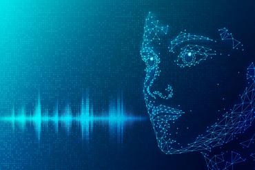 AI-generated head is seen translating data into speech