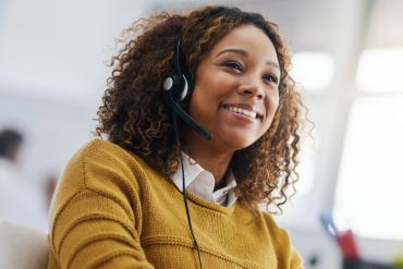 Smiling contact  center agent
