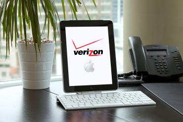 The Verizon logo on a mobile device
