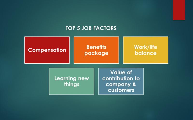 Chart showing top five job factors