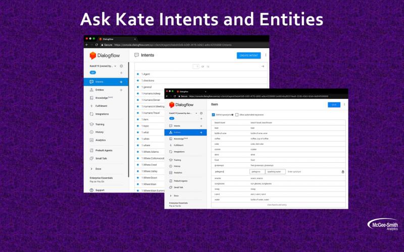 Ask Kate intents & entities