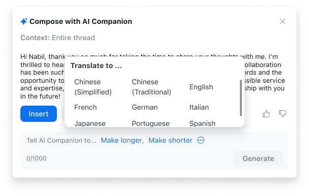 Zoom AI Companion and Translate to